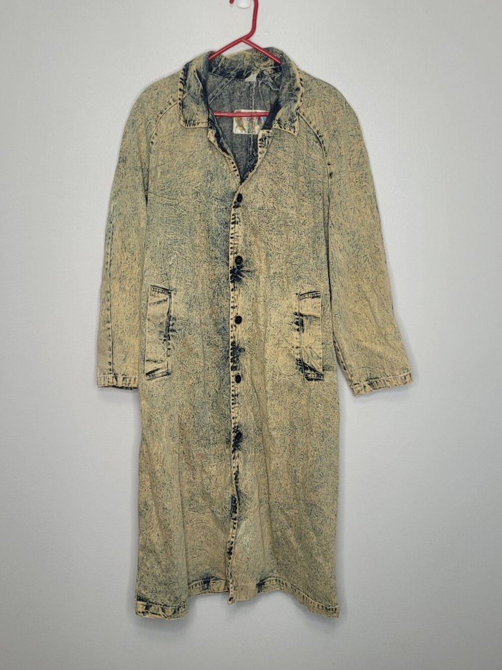 Rockets vintage acid wash grunge denim trench duster indie unique jacket medium